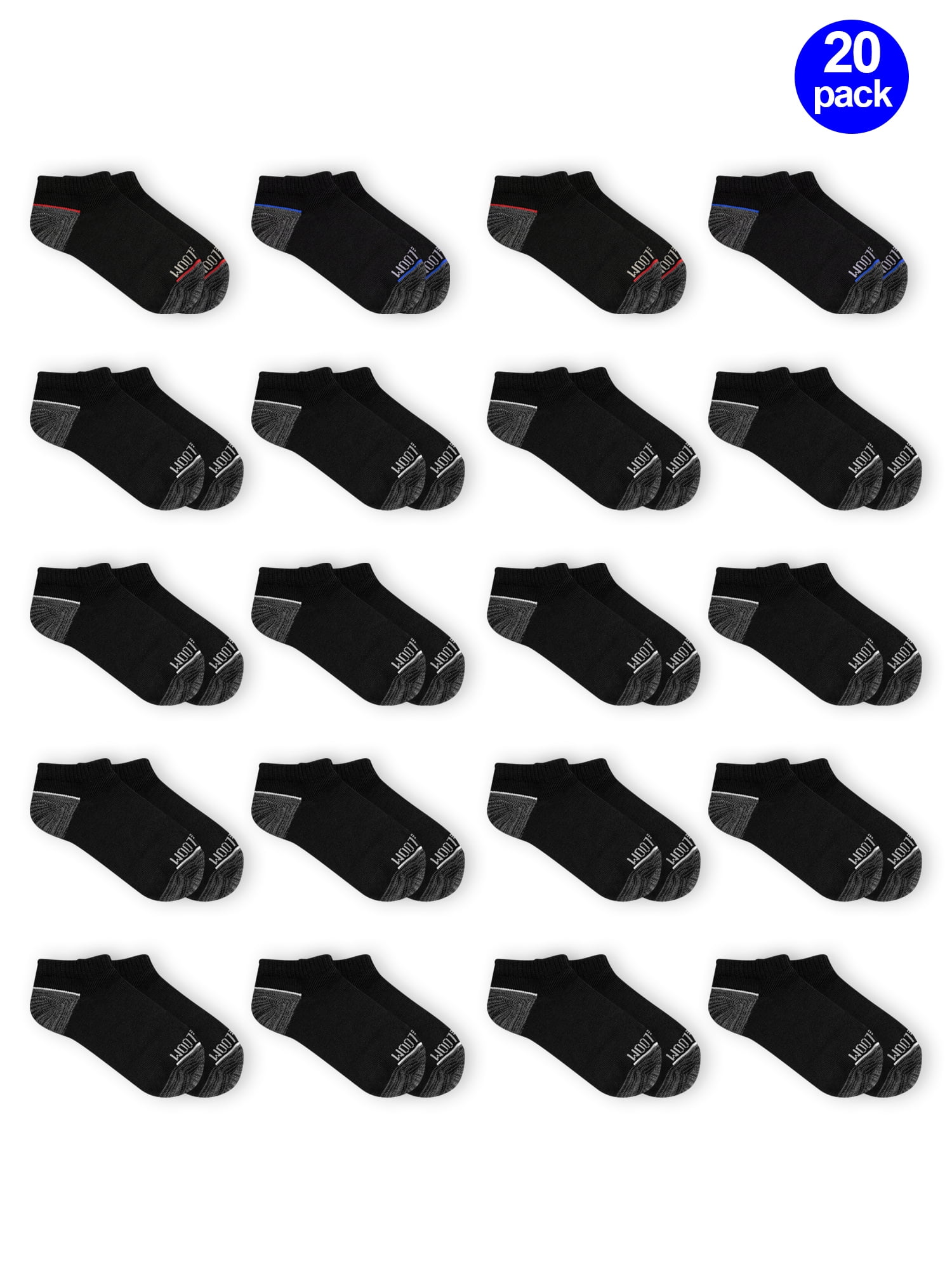 Fruit of the Loom Boys Socks, 20 Pack No Show Durable Cushion (Little ...