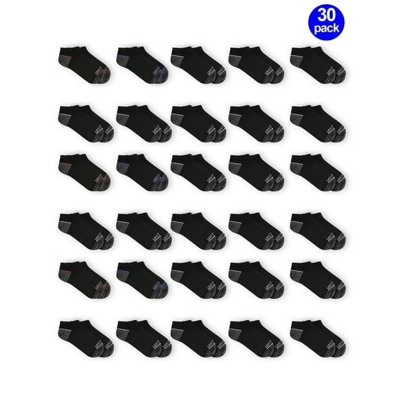 Fruit of the Loom Boys Socks, 30 Pack No Show Durable Cushion (Little Boys & Big Boys)