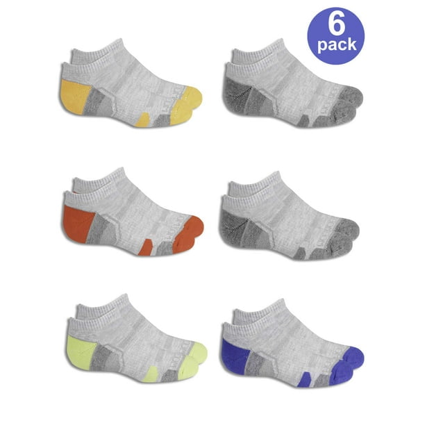 Fruit of the Loom Boys Socks, 6 Pack No Show Active Everyday Cushioned ...