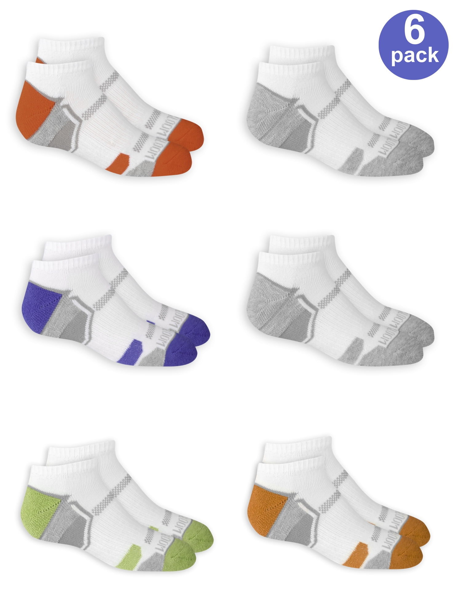 Fruit of the Loom Boys Socks, 6 Pack No Show Active Everyday Cushioned ...