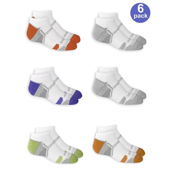 Fruit of the Loom Boys Socks, 6 Pack No Show Active Everyday Cushioned ...
