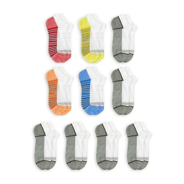 Fruit of the Loom Boys Socks, No Show Zone Cushion 10 Pack Sizes S - L