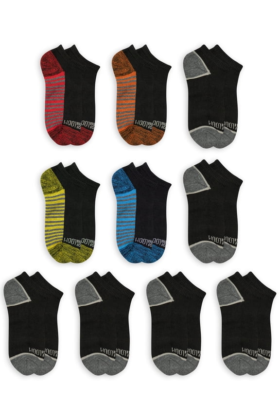 Boys Socks, No Show Zone Cushion 10 Pack Sizes S - L
