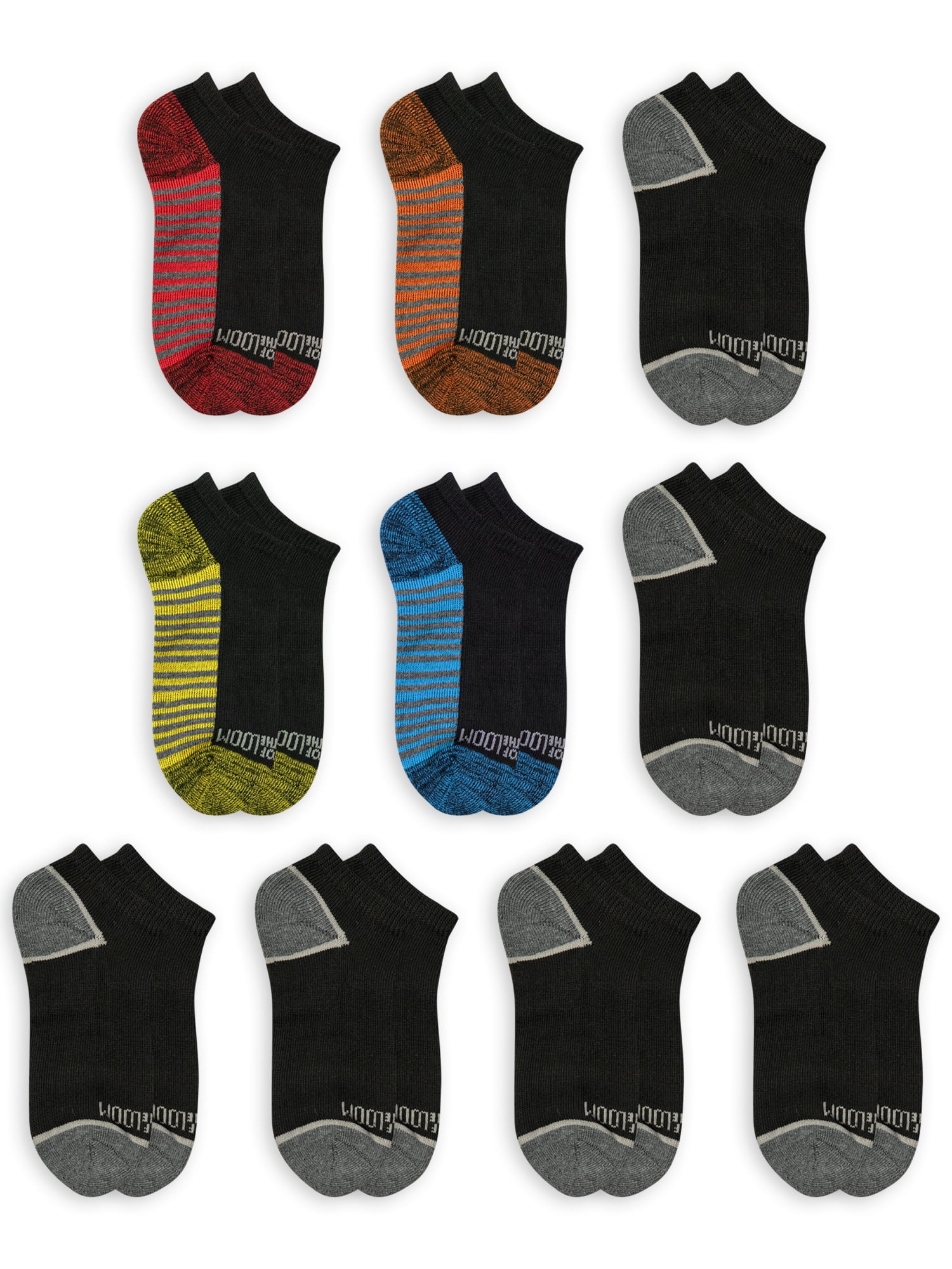 Fruit of the Loom Kid's No Show Zone Cushion Socks, 10 Pack Sizes S - L ...