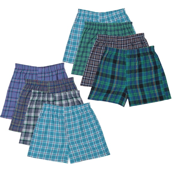 Fruit of the Loom Boys' Tag Free Tartan Plaid Boxer, 10 Pack