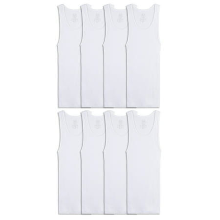 Fruit of the Loom Boys Undershirts, 5+3 Bonus Pack White Cotton Tank Tops, Sizes S-XL