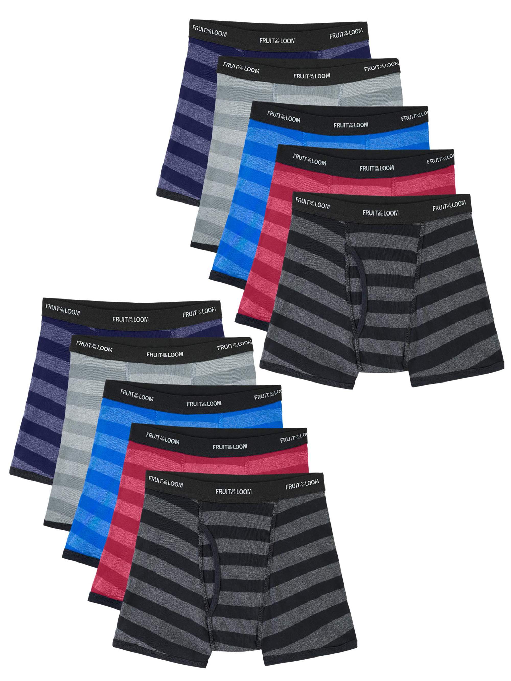 Fruit of the Loom Boys Underwear, 10 Pack Striped Boxer Brief Underwear, Size XL (18/20) - image 1 of 5