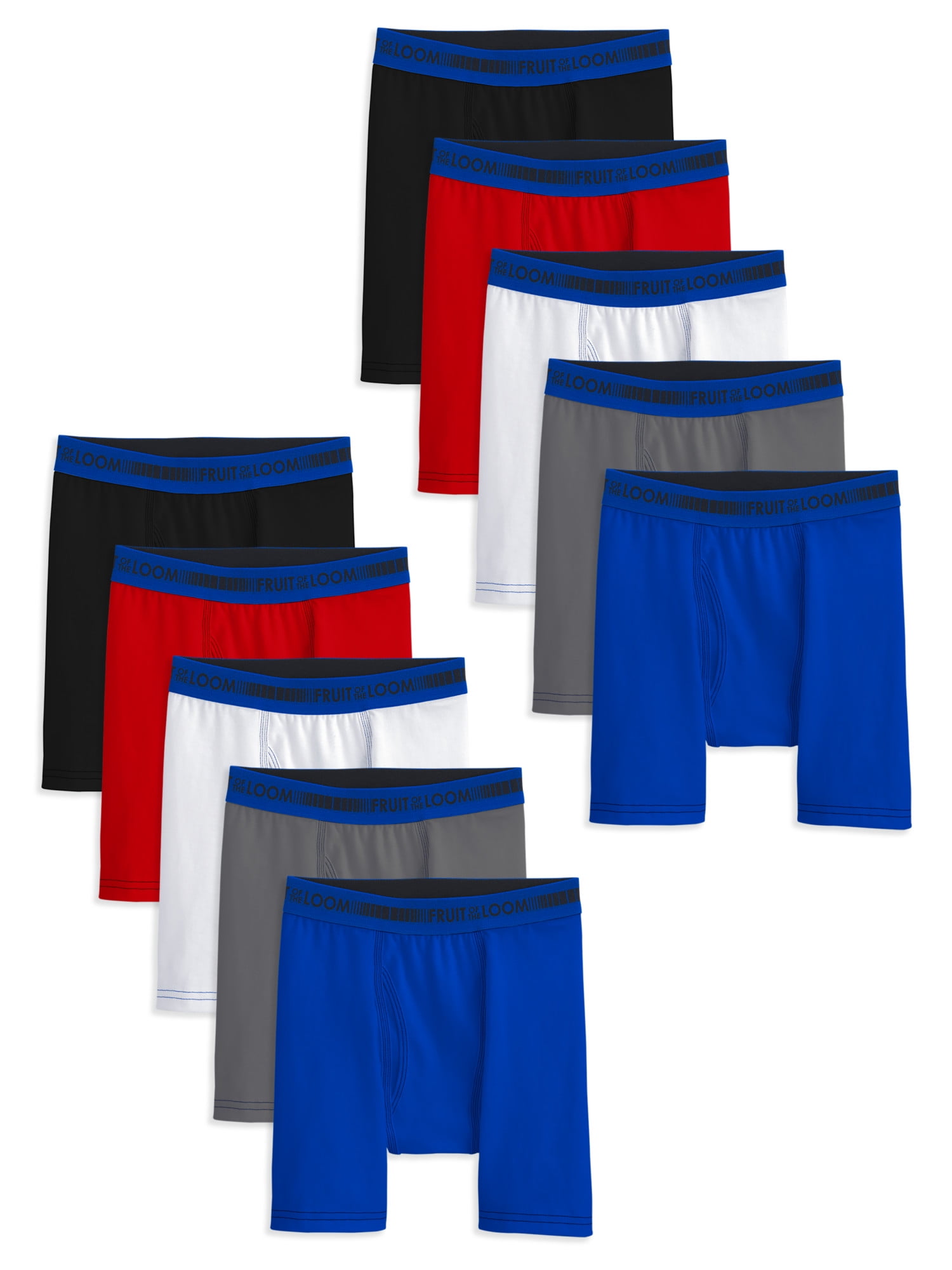 Fruit of the Loom Boys Underwear, 10 pack Cotton Stretch Boxer Briefs, Sizes SXL