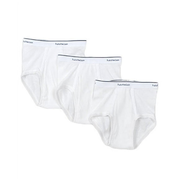 Fruit of the Loom Boys Underwear 3 Pack Briefs (Boys), Small(6-8), White