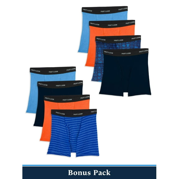 Fruit of the Loom Boys Underwear, 5 3 Bonus Pack Cotton Boxer Brief (Little Boys & Big Boys)