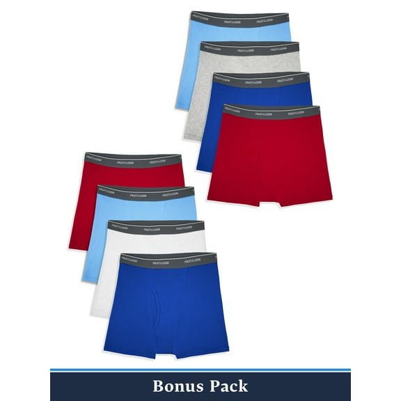 Fruit of the Loom Boys Underwear, 5+3 Bonus Pack Cotton Boxer Brief (Little Boys & Big Boys)