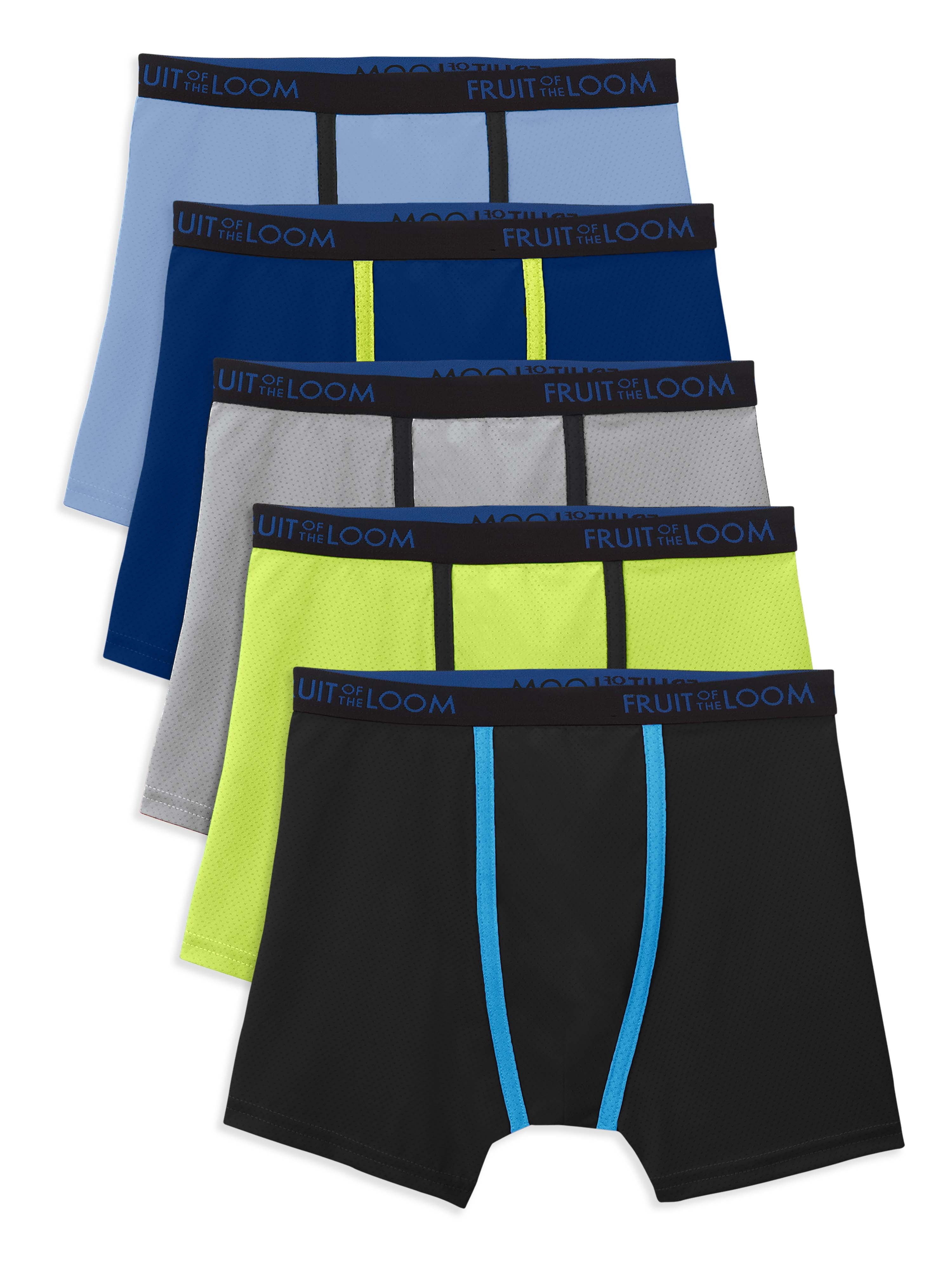 Fruit of the Loom Boys' Underwear, 5 Pack Breathable Lightweight Boxer  Briefs Sizes 6/8 - 18/20