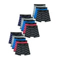 thumbnail image 1 of Fruit of the Loom Boys Underwear Ringer Stripe Boxer Briefs, 10+3 Bonus Pack, Size S-XL, 1 of 2