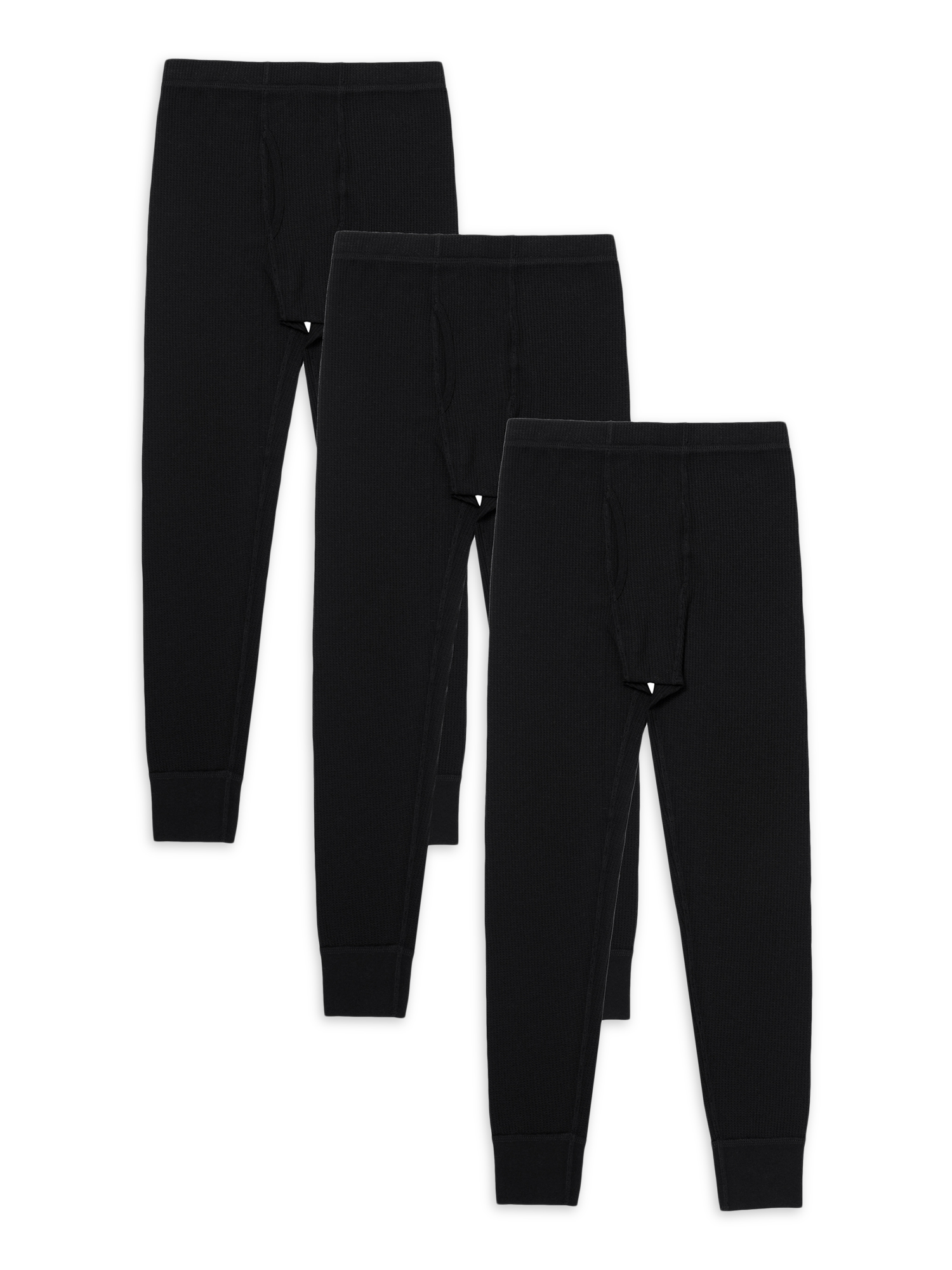 Fruit Of The Loom Jungen Thermounterwäsche 2er-Pack – Waffelmuster, Schwarz/Grau – Größe 14-16 – 52% Baumwolle, 48% Polyester