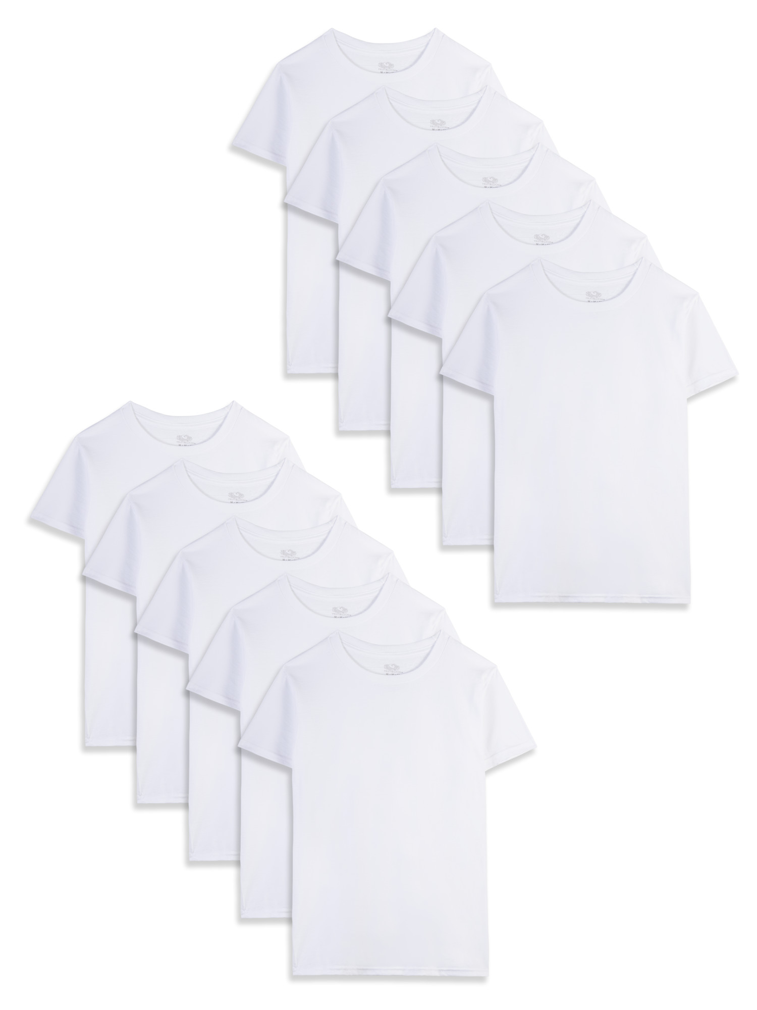 Fruit of the Loom Boys' White Crew Undershirts, 10 Pack - image 1 of 8