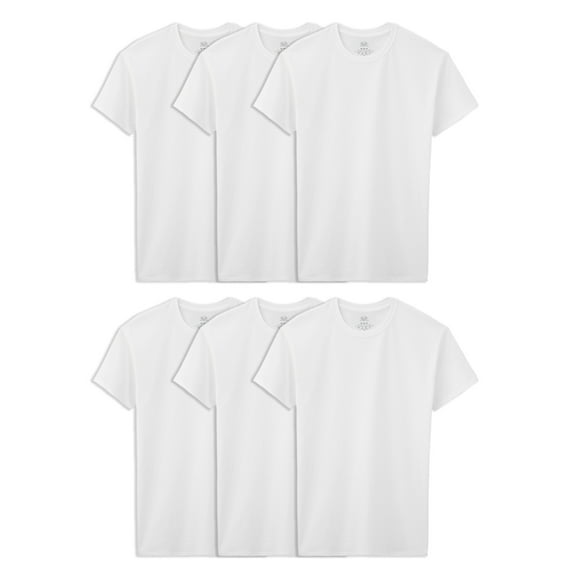 Fruit of the Loom Boys' White Crew Undershirts, 5 1 Bonus Pack