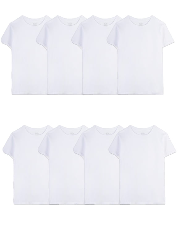 Boys' White Crew Undershirts, 5+3 Bonus Pack