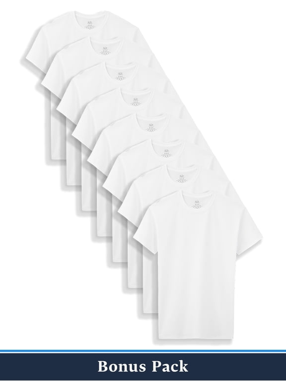 Boys' Classic White Crews, 5+3 Bonus Pack Size S-XL
