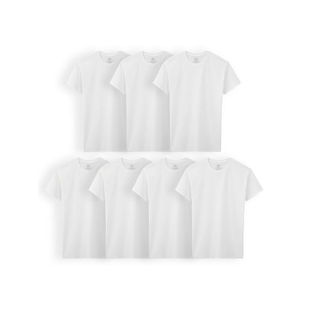 Fruit of the Loom Boys' White Crew Undershirts, 7 Pack, Sizes XS-XL