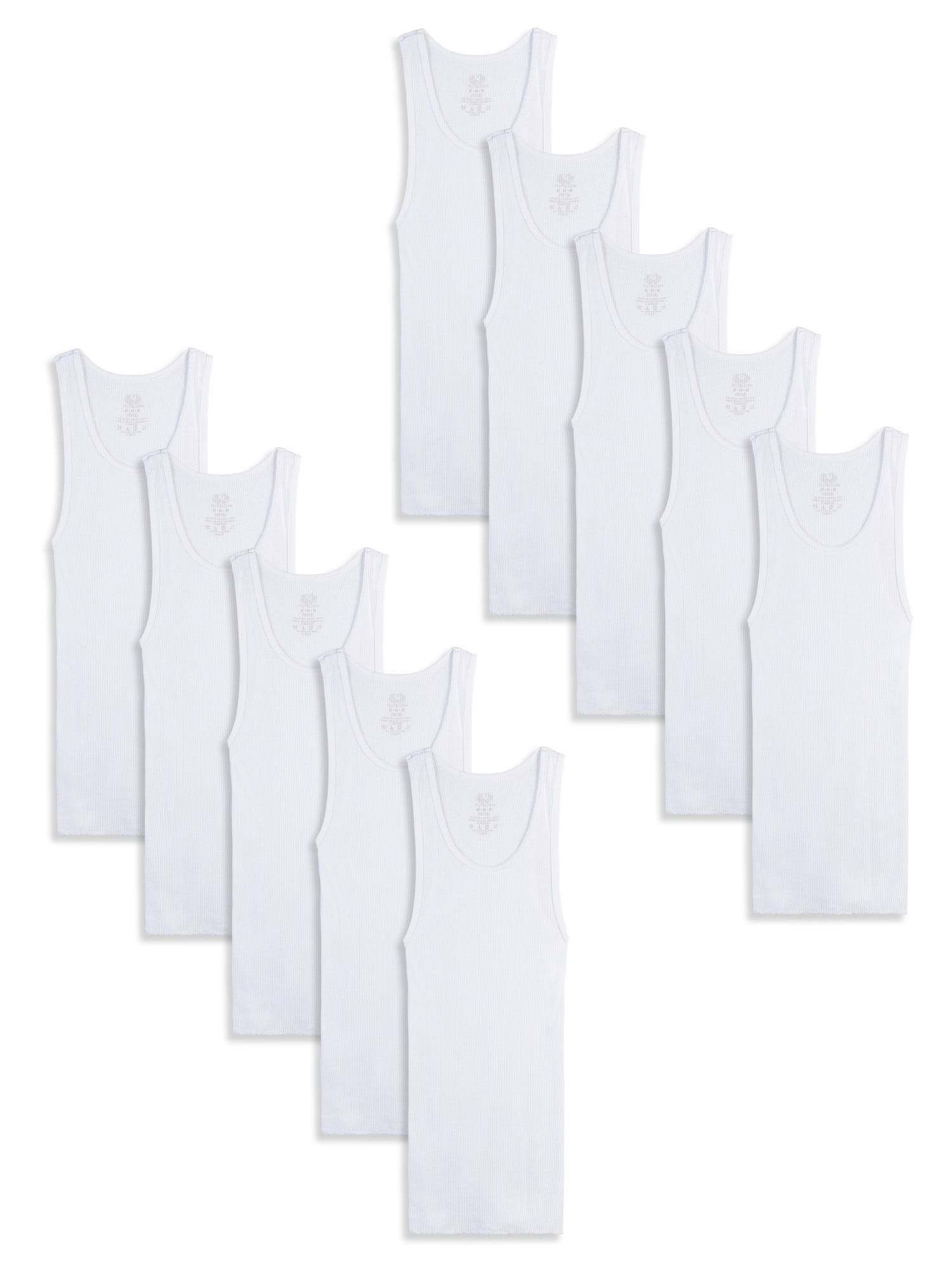 Hanes Boys Eco White Crew Undershirts, 10 Pack, Sizes S - XL 