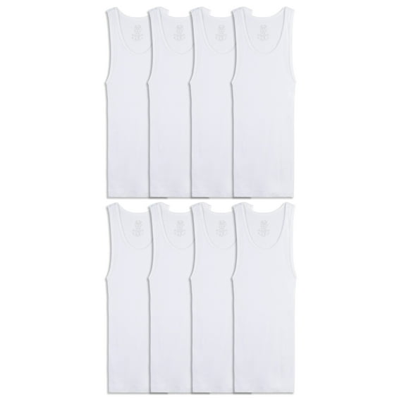 Fruit of the Loom Boys' White Tank Top Undershirts, 5+3 Bonus Pack