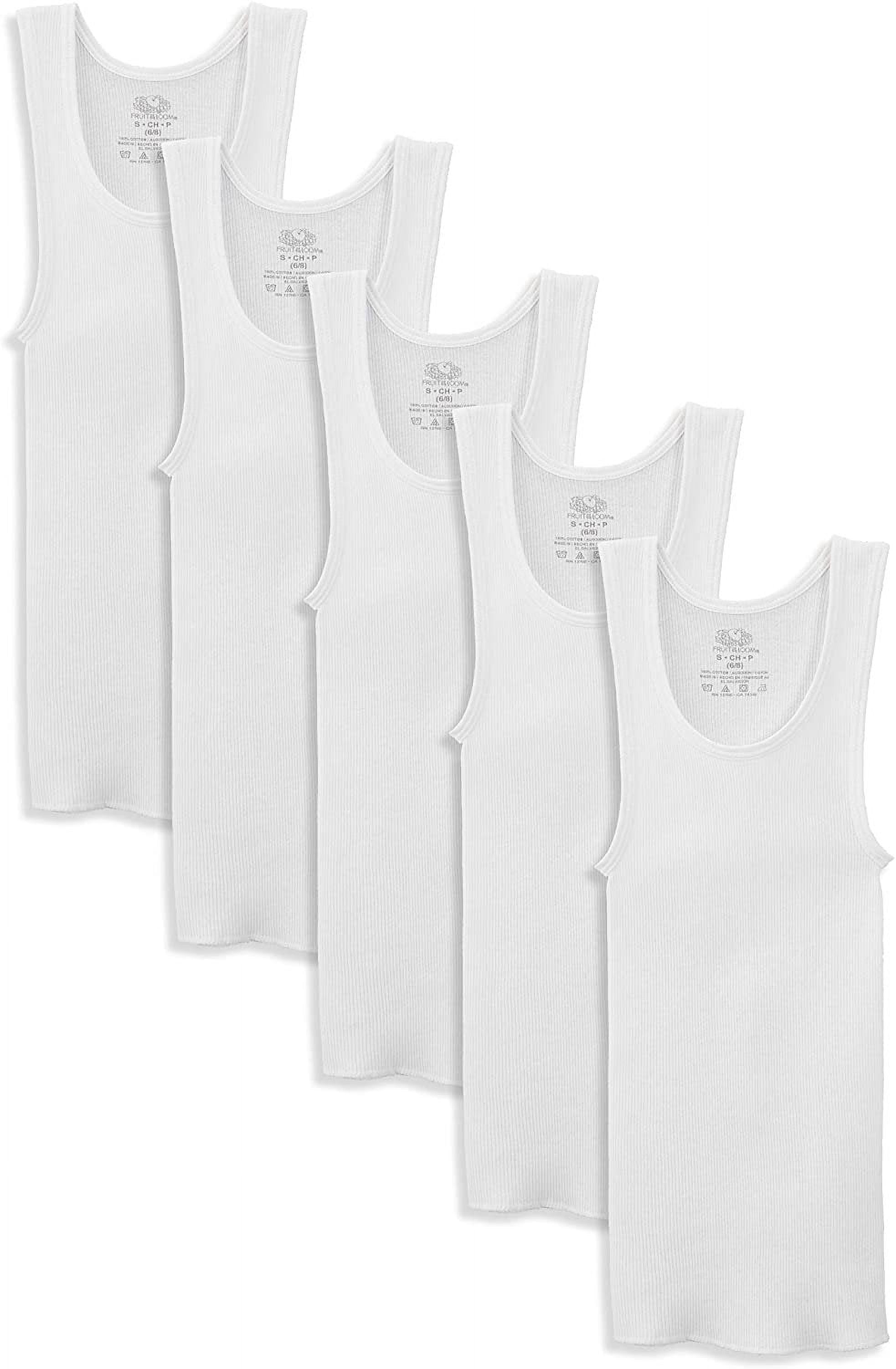 Fruit of the Loom Boys' White Tank Top Undershirts, 5 Pack