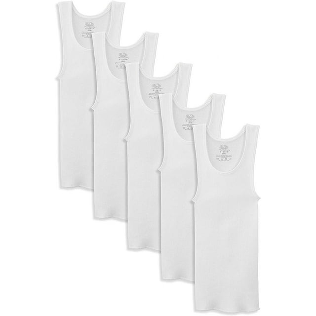 Fruit of the Loom Boys' White Tank Top Undershirts, 5 Pack