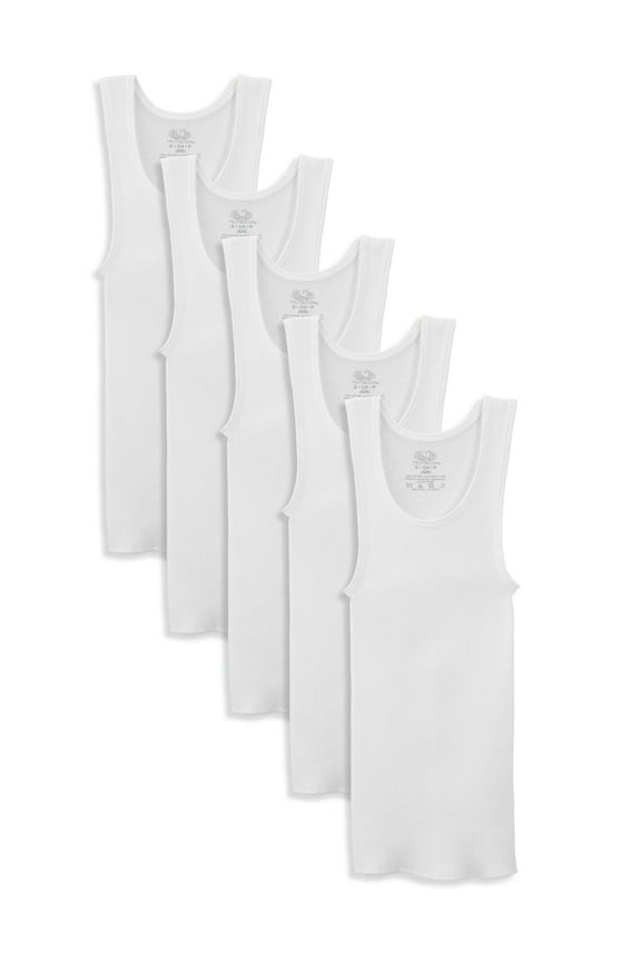 Boys' White Tank Top Undershirts, 5 Pack