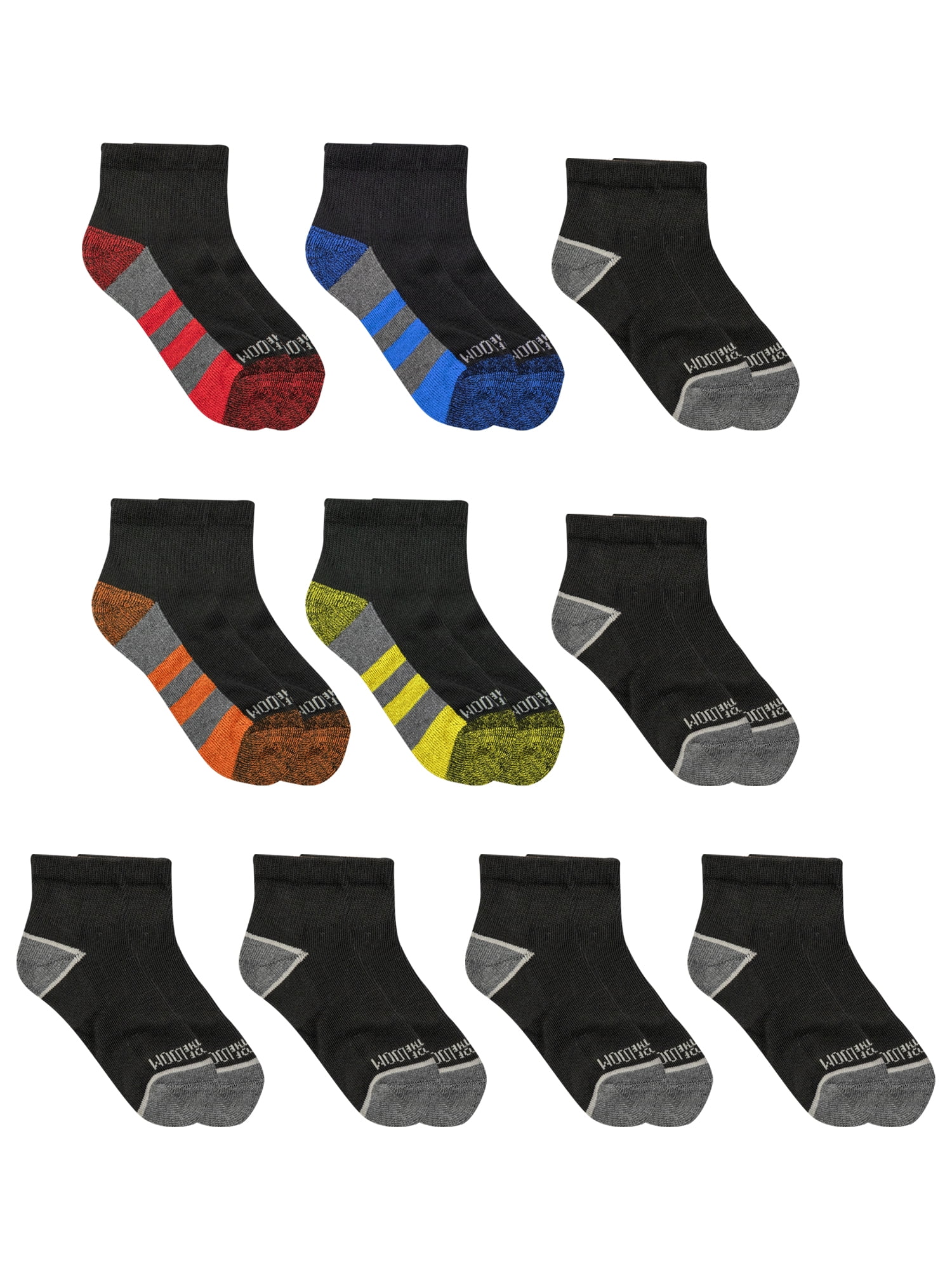 Fruit of the Loom Boys Zone Cushion Ankle Socks 10 Pack Black Assorted ...