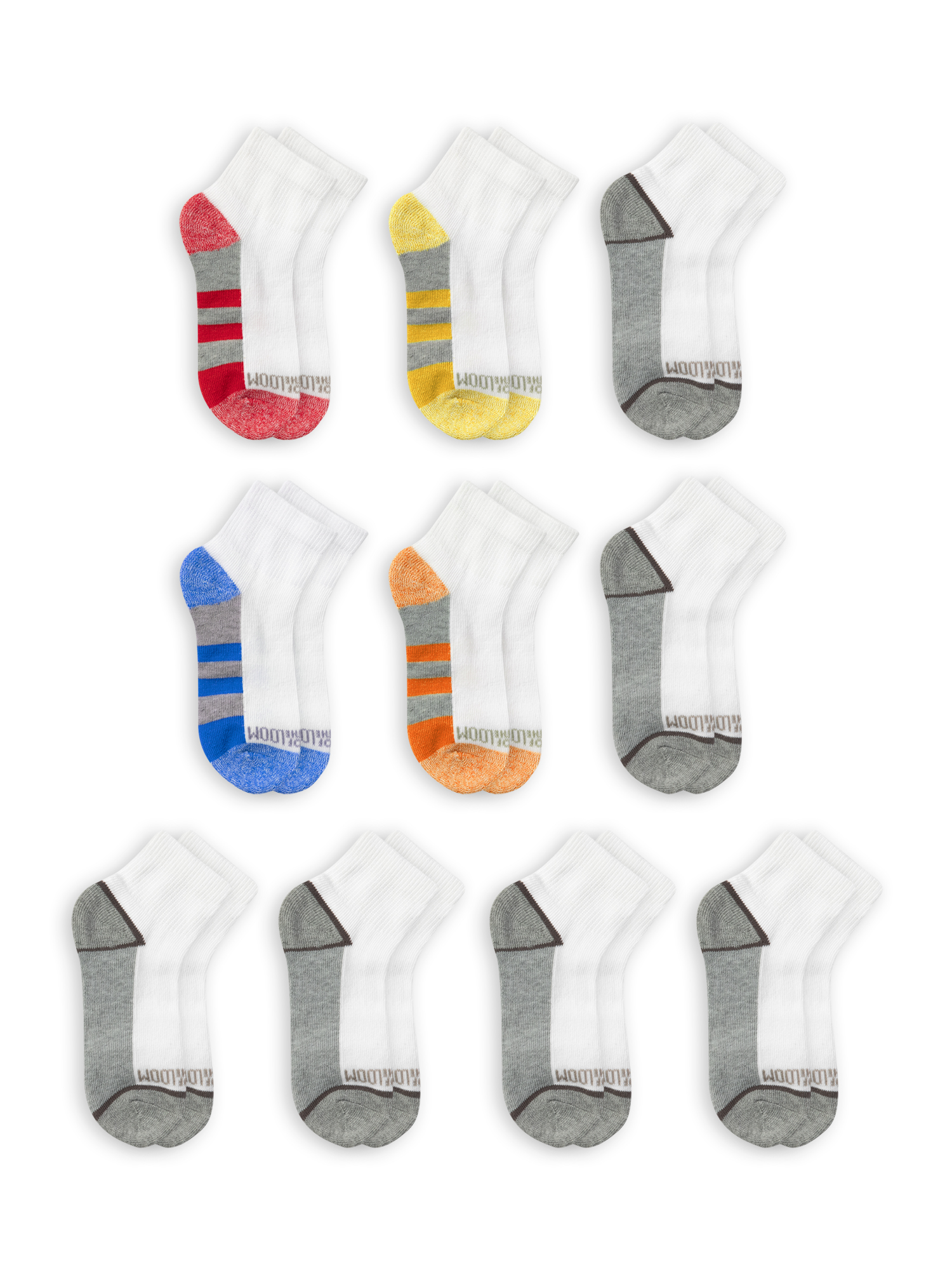 Fruit of the Loom Boys Zone Cushion Ankle Socks 10 Pack, (Little Kids & Big Kids) White Assorted, L - image 1 of 5