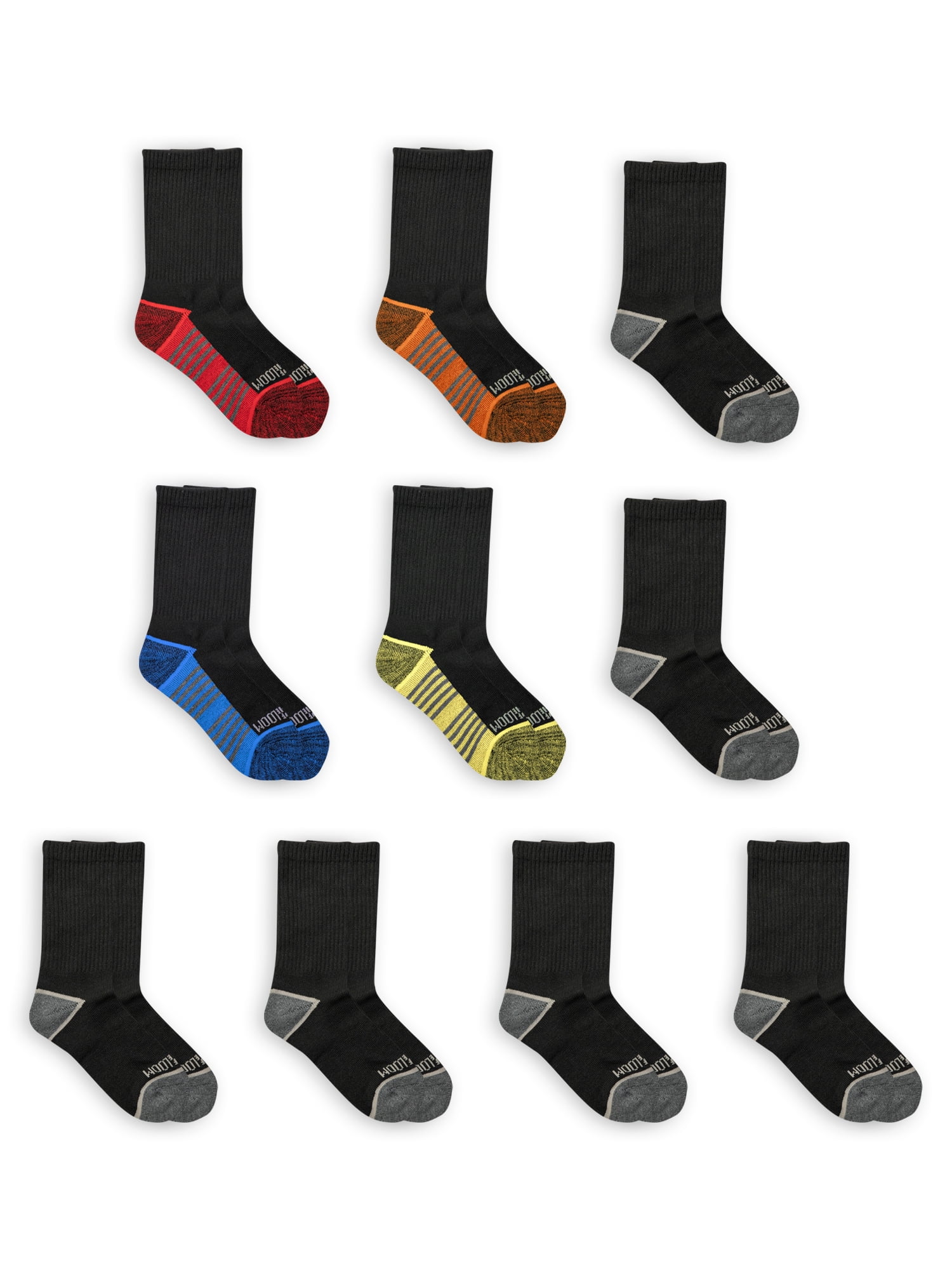 Fruit of the Loom Boys Zone Cushion Crew Socks, 10 Pack - Walmart.com