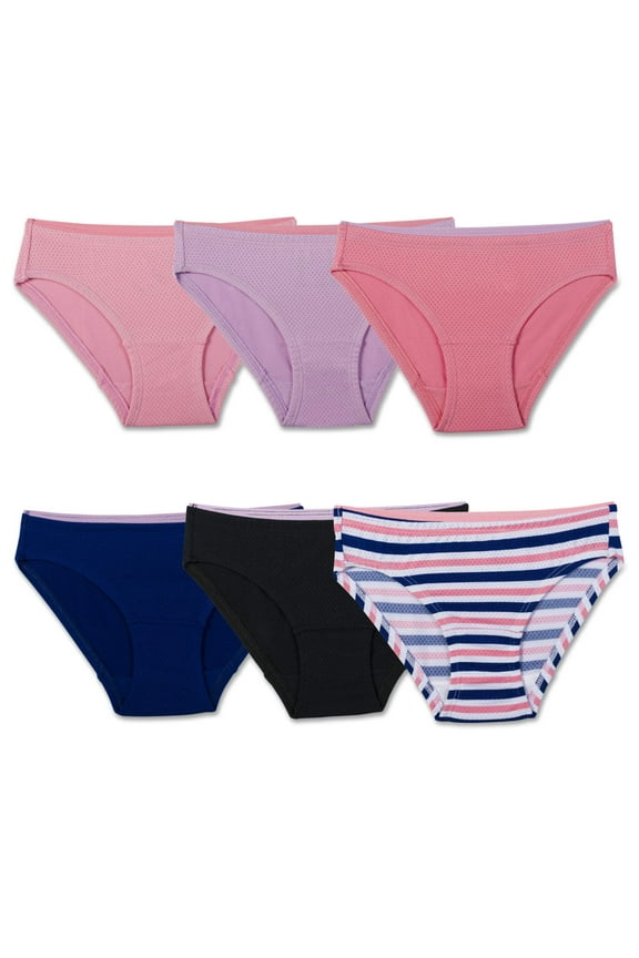 Breathable Assorted Micro-Mesh Bikinis, 6 Pack (Little Girls & Big Girls)