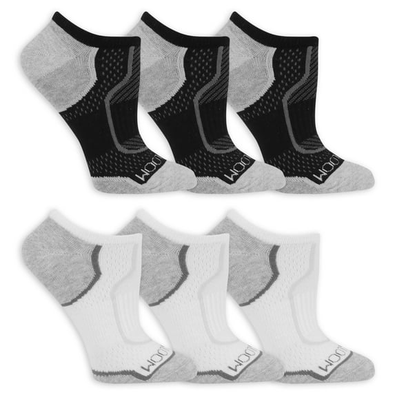 Fruit of the Loom Cool Zone Lightweight No-Show Socks for Women, Black Assorted, Sizes 8-12 (6-Pack)