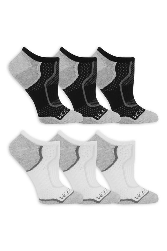 Cool Zone Lightweight No-Show Socks for Women, Black Assorted, Sizes 8-12 (6-Pack)