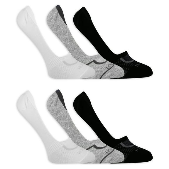 Fruit of the Loom Cool Zone No-Show Liner Socks for Women, White Assorted, Sizes 8-12 (6-Pack)
