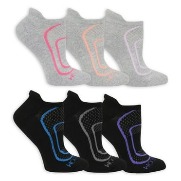 Fruit of the Loom Coolzone No-Show Tab Socks for Women, Black & Gray, Sizes 4-10 (6-Pack)