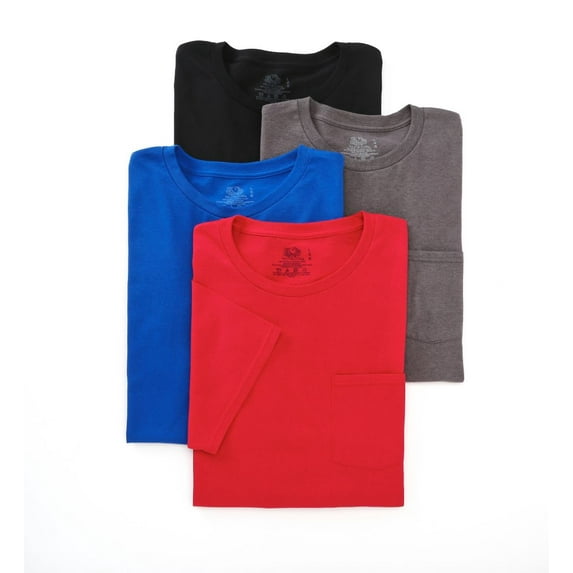 Fruit of the Loom Core Seamless Cotton Pocket T-Shirts (Men's XL) 4 Pack Count