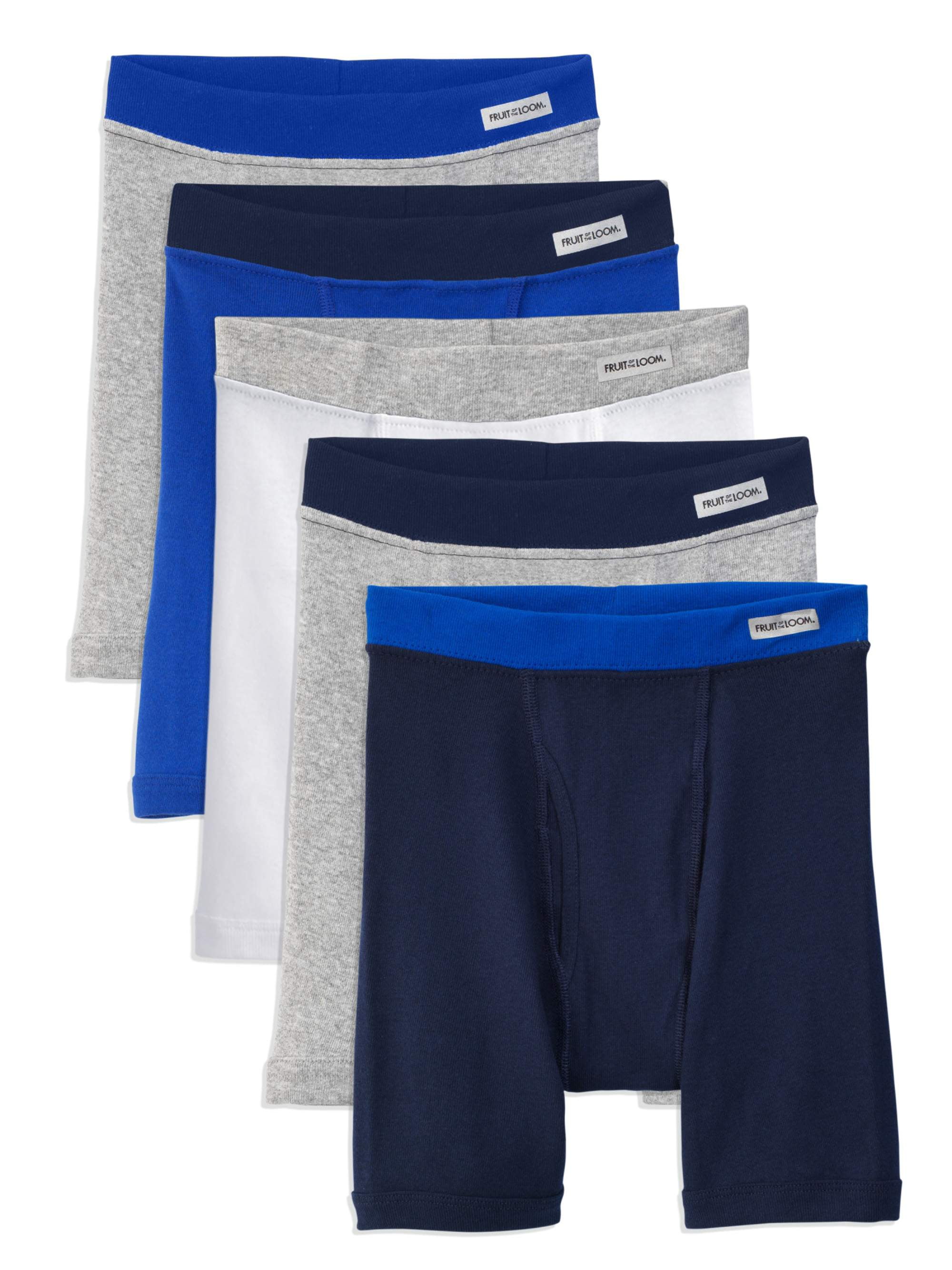 Fruit of the Loom Covered Waistband Cotton Boxer Briefs, 5 Pack (Little  Boys & Big Boys) 
