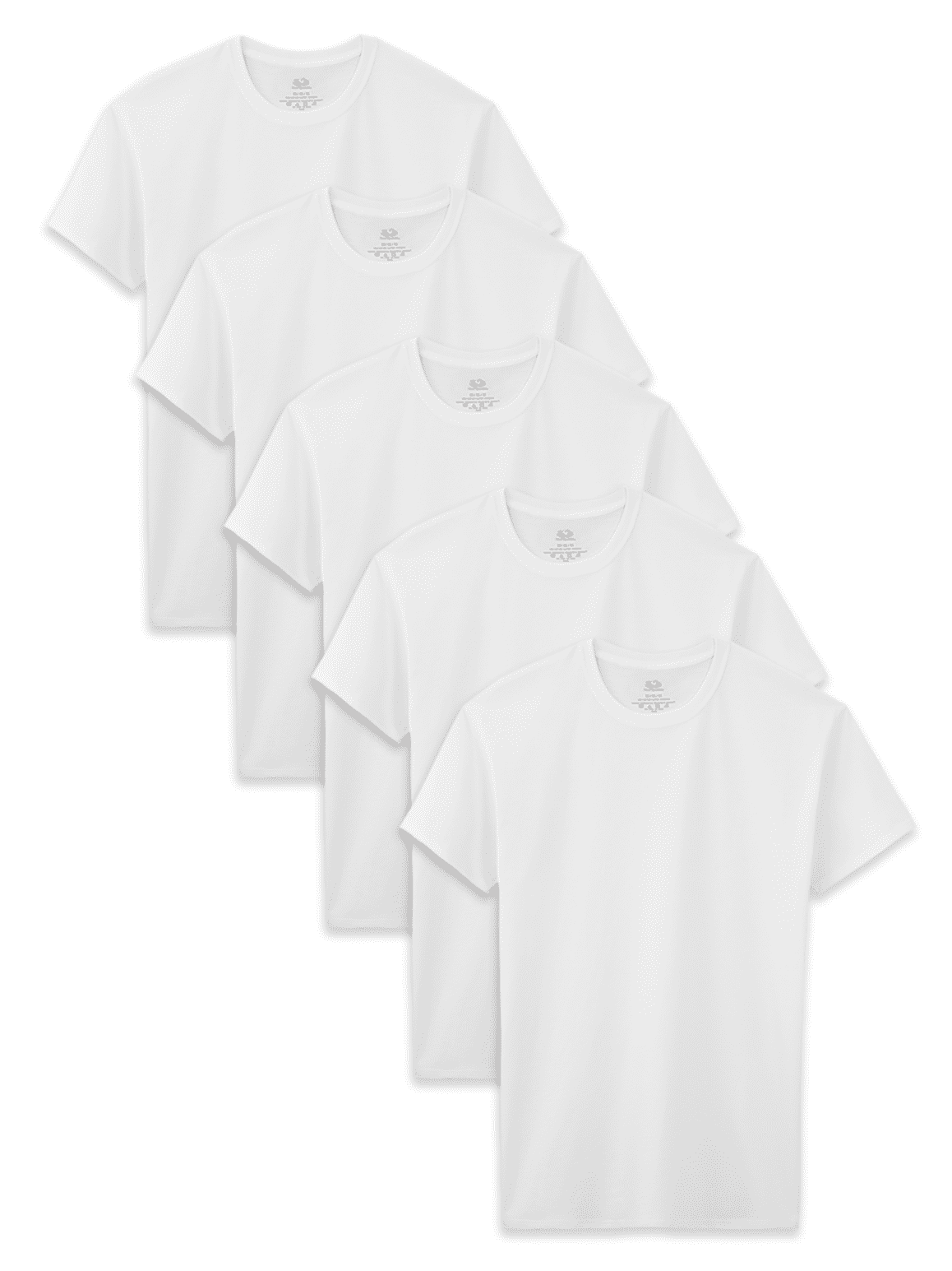 Fruit of the Loom Boys' White Crew Undershirts, 5 Pack, Sizes XS-XL