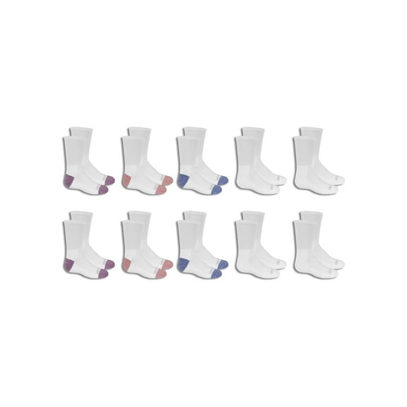 Fruit of the Loom Crew Durable Solid Socks (Big Girls or Little Girls) 10 Pack