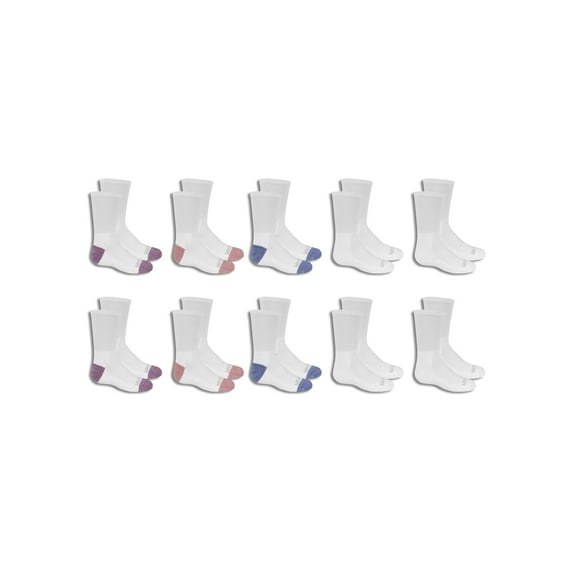 Fruit of the Loom Crew Durable Solid Socks (Big Girls or Little Girls) 10 Pack