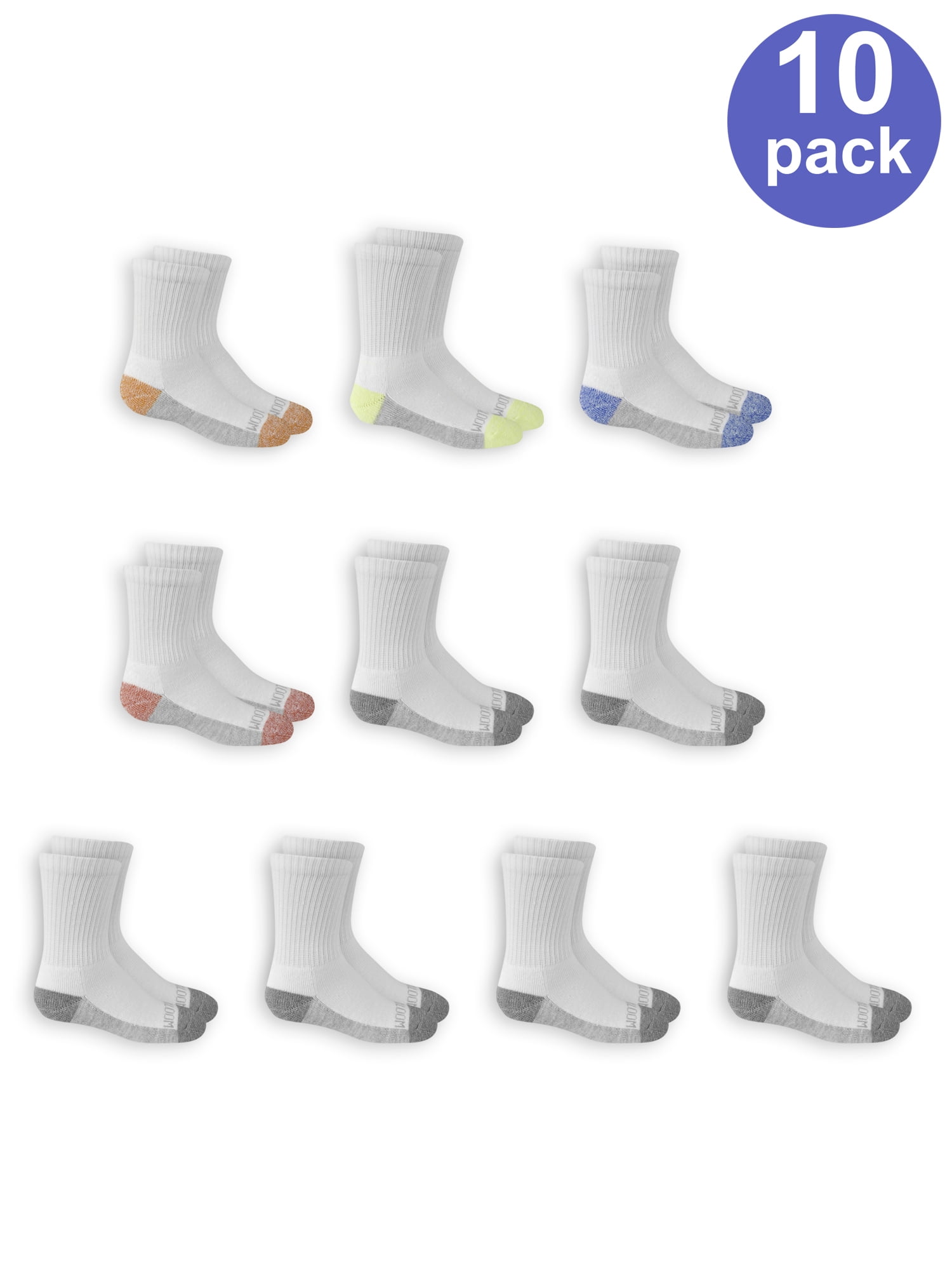 Fruit of the Loom Cushioned Crew Socks, 10 Pairs (Little & Big Boys ...