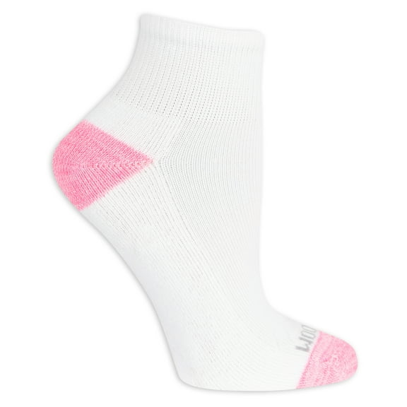 Fruit of the Loom Cushion Ankle Socks for Women, White Assorted (10-Pack)
