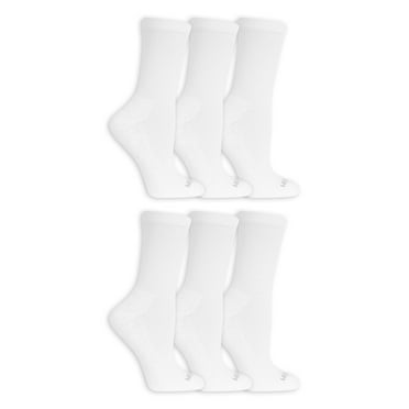 Fruit of the Loom Cushion Everyday Crew Socks for Women, White, Sizes 8-12 (10-Pack)