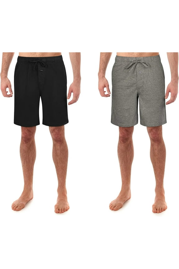 Drawstring Jersey Knit Sleep Shorts, Size 3XL, Black/Grey (Men's)