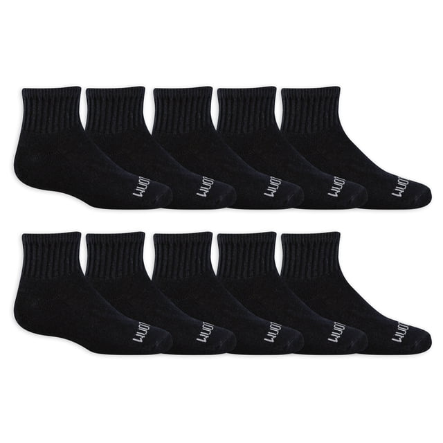 Fruit of the Loom Dual Defense Ankle Socks for Boys, Black, Sizes 3-9 ...