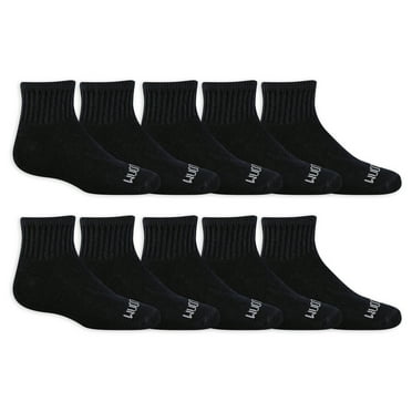 Fruit of the Loom Dual Defense Ankle Socks for Boys, Black, Sizes 9-2.5 (10-Pack)