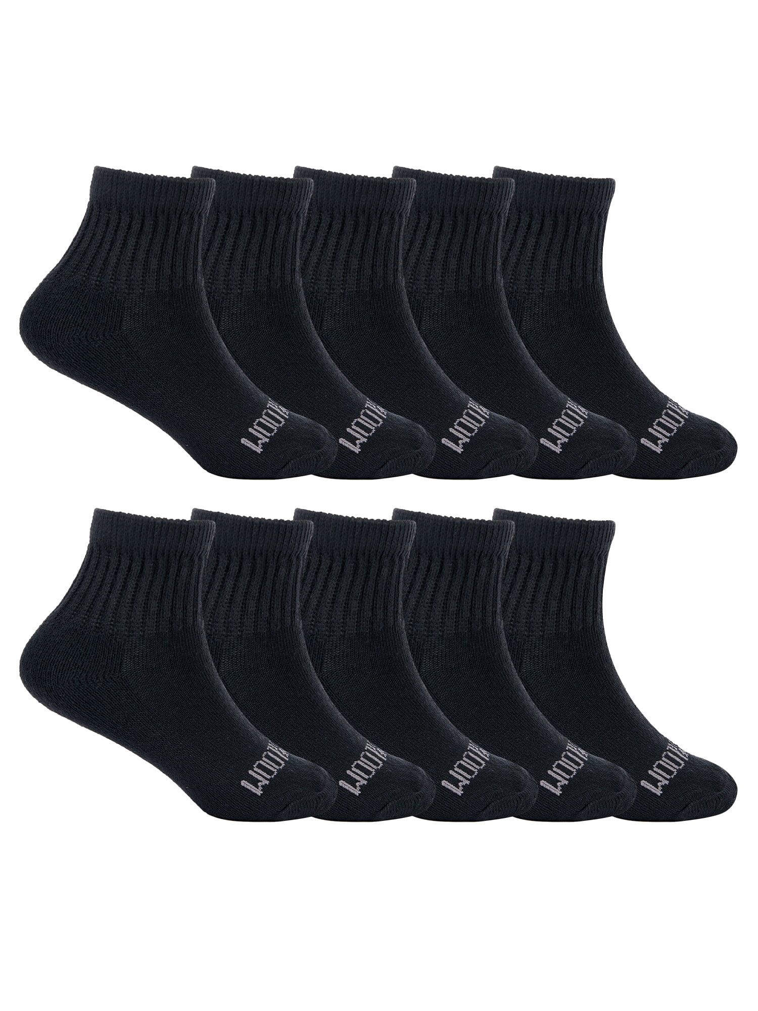 Fruit of the Loom Dual Defense Ankle Socks for Boys, Black, Sizes 92.5