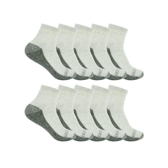 Fruit of the Loom Dual Defense Ankle Socks for Boys, Grey, Sizes 3-9 (10-Pack)