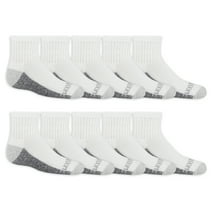 Fruit of the Loom Dual Defense Ankle Socks for Boys, White, Sizes 9-2.5 (10-Pack)